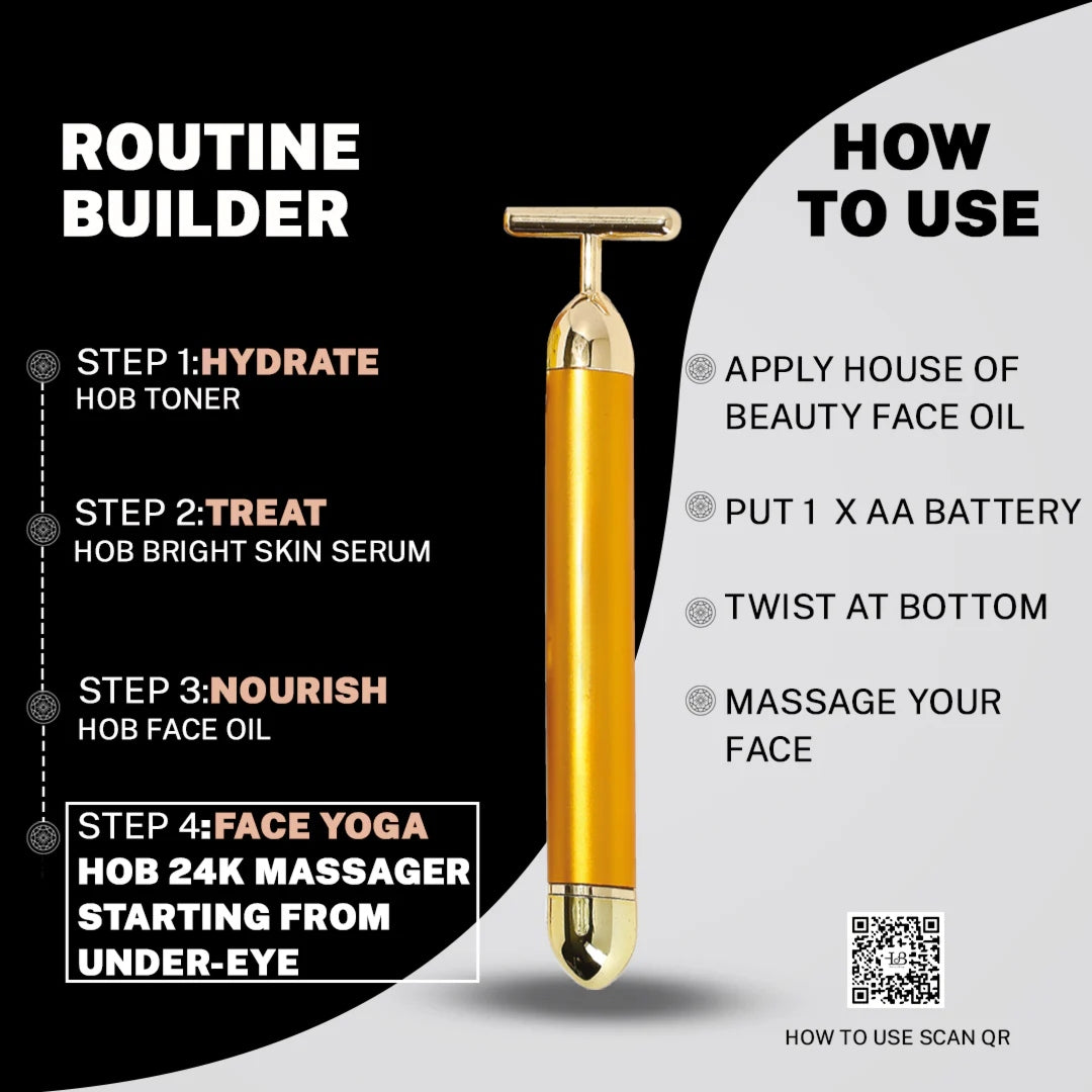 24K Gold Energy Beauty Bar Electric Facial Massage Roller